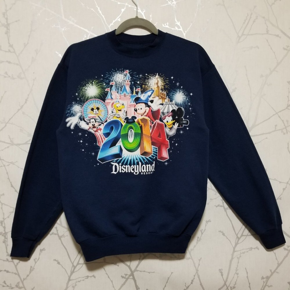 Disneyland Resort 2014 Printed Fireworks Navy Crewneck Sweatshirt